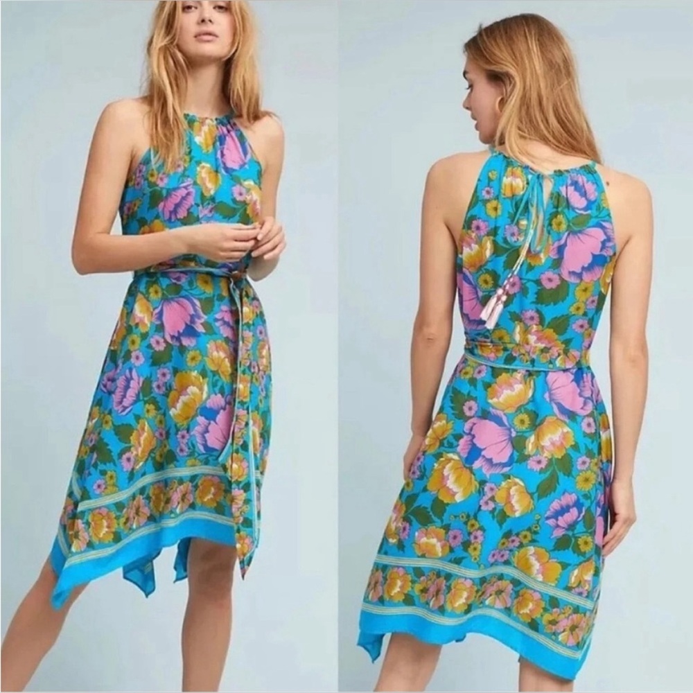 Lilka Halter Dinan for Anthropologie floral dress, size L